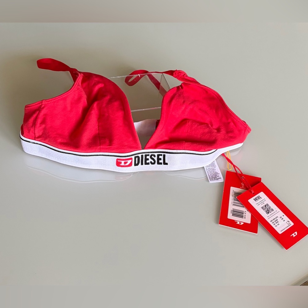 Diesel Bright Red Logo Band Bralette